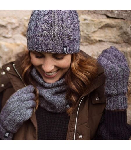 Ladies Striped Fleece Lined Knitted Warm Thermal Winter Gloves