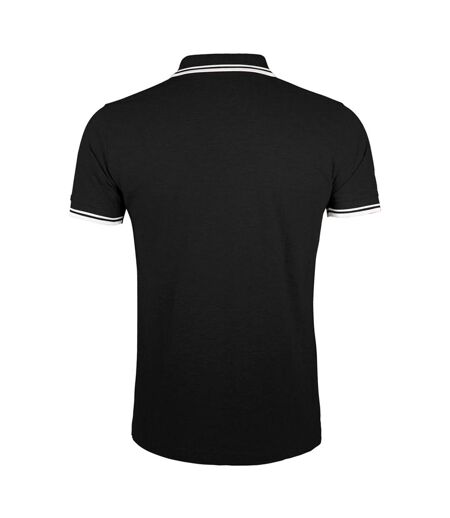 Polo manches courtes pasadena homme noir/blanc SOLS