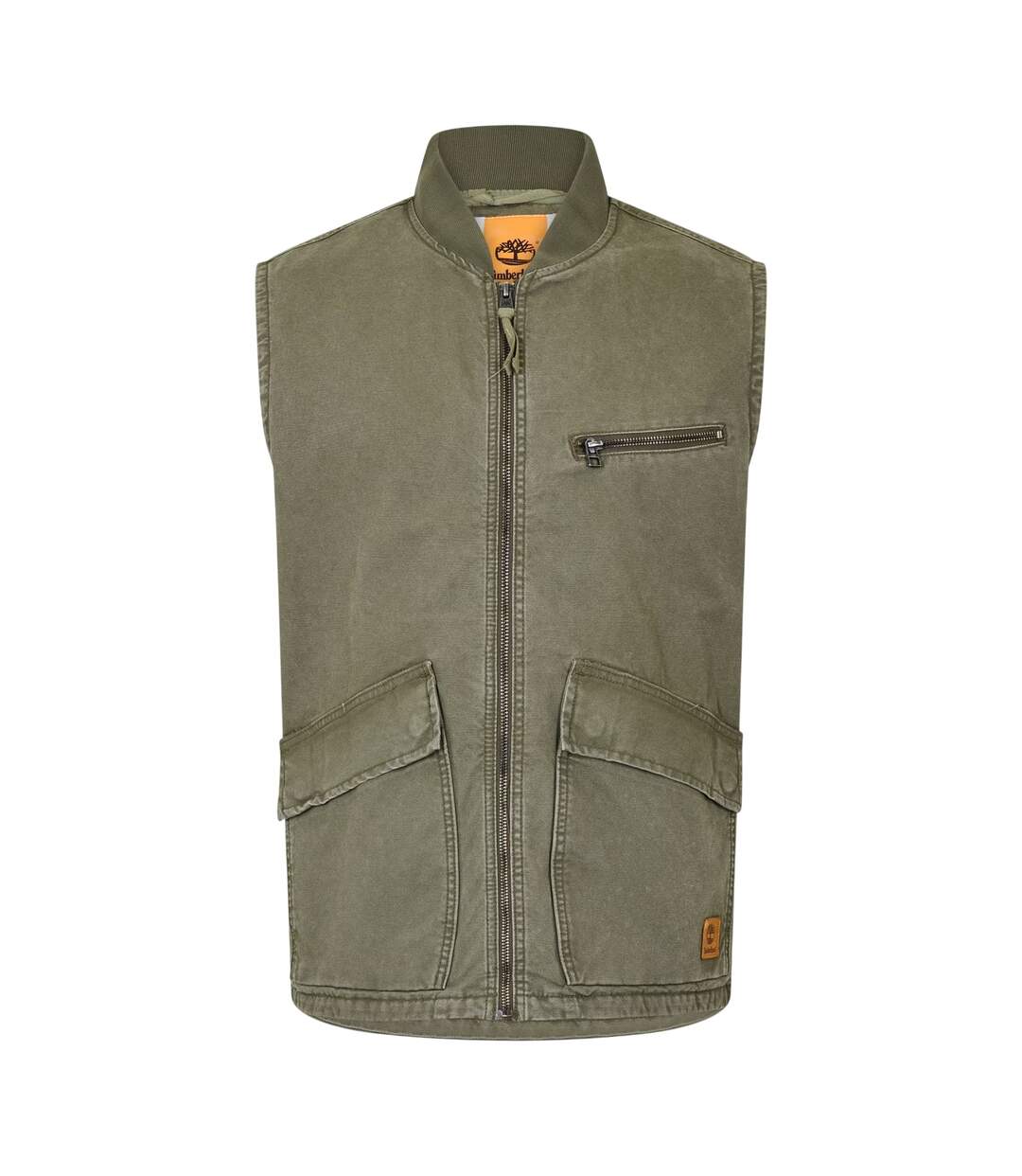 Mens Washed Ribbed Collar Gilet Leaf Green Timberland-2