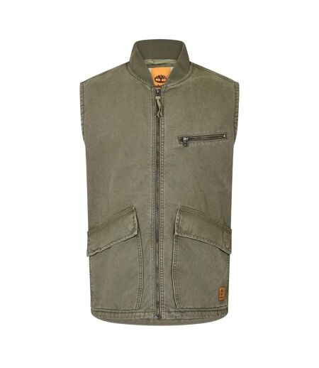 Mens Washed Ribbed Collar Gilet Leaf Green Timberland