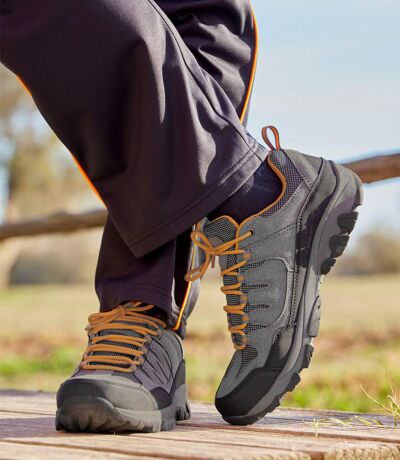 Men's Outdoor Sports Shoes - Grey Black Orange