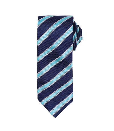 Premier Mens Waffle Stripe Formal Business Tie (Navy/ Turquoise) (One Size)
