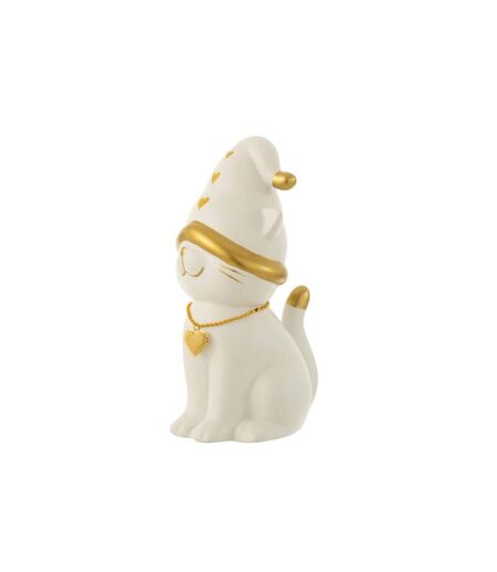 Statuette Déco Chat Cœur 29cm Blanc