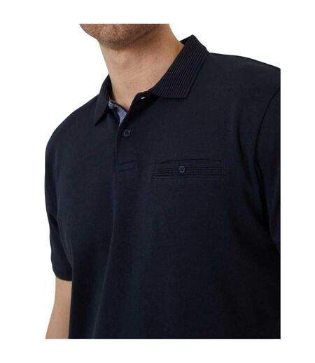 Mens Regular Rolled Short Sleeves Polo Shirt Navy Threadbare