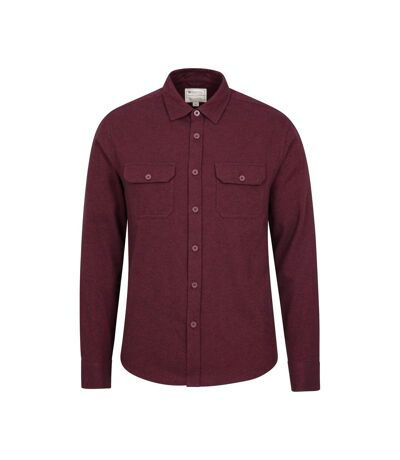 Mens trace flannel long-sleeved shirt dark burgundy Mountain Warehouse