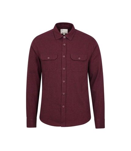 Mens trace flannel long-sleeved shirt dark burgundy Mountain Warehouse