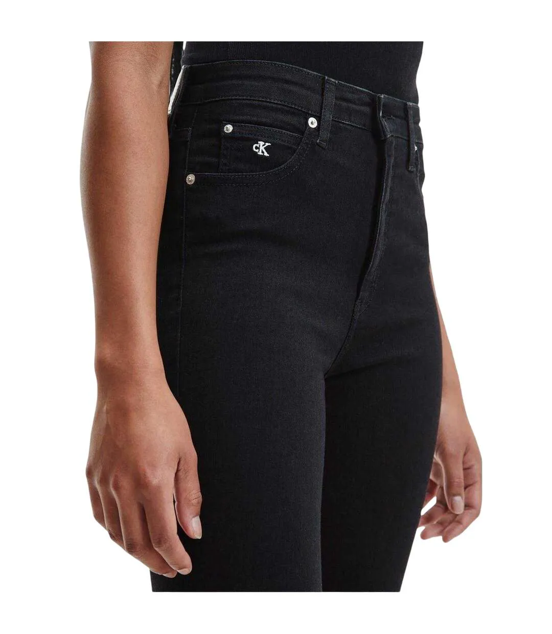 Womens/ladies High Rise Super Skinny Jeans Black Denim Calvin Klein-3