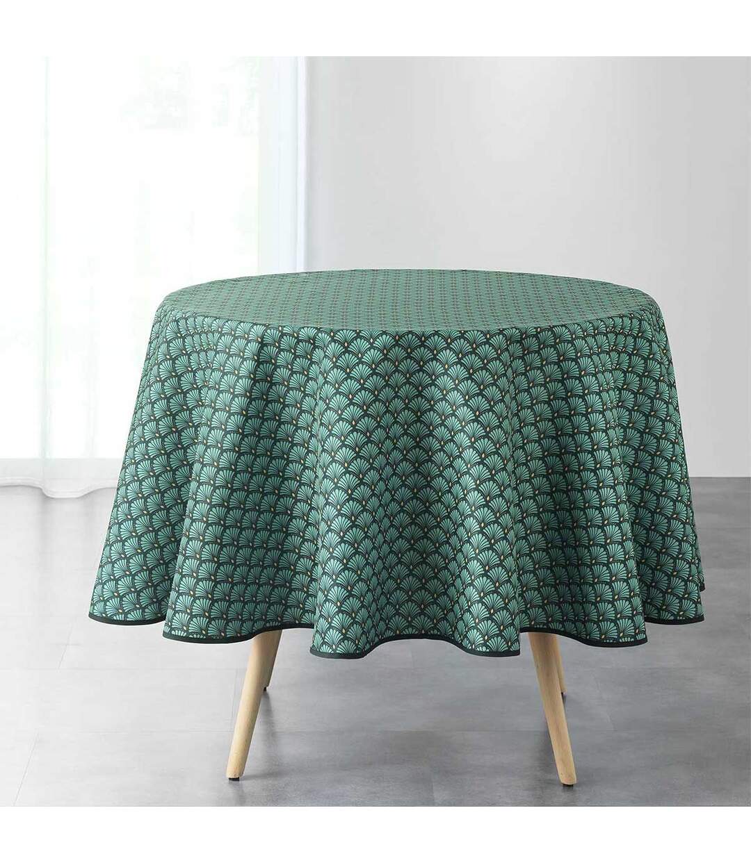 Nappe Ronde Imprimée Art Chic 180cm Vert-1