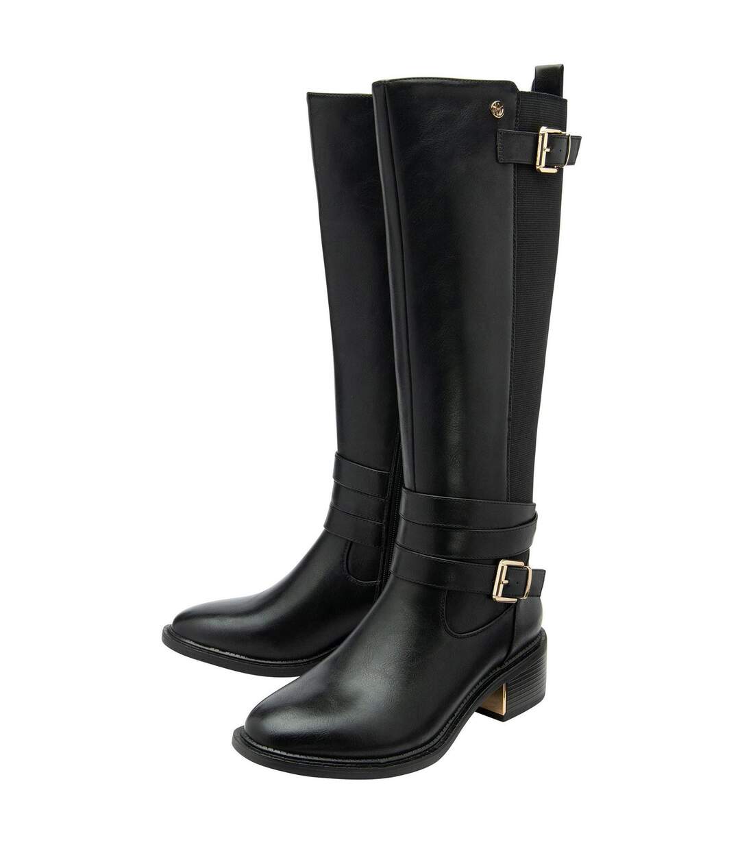 Womens/ladies Freya Leather Knee-high Boots Black Lotus Shoes-3