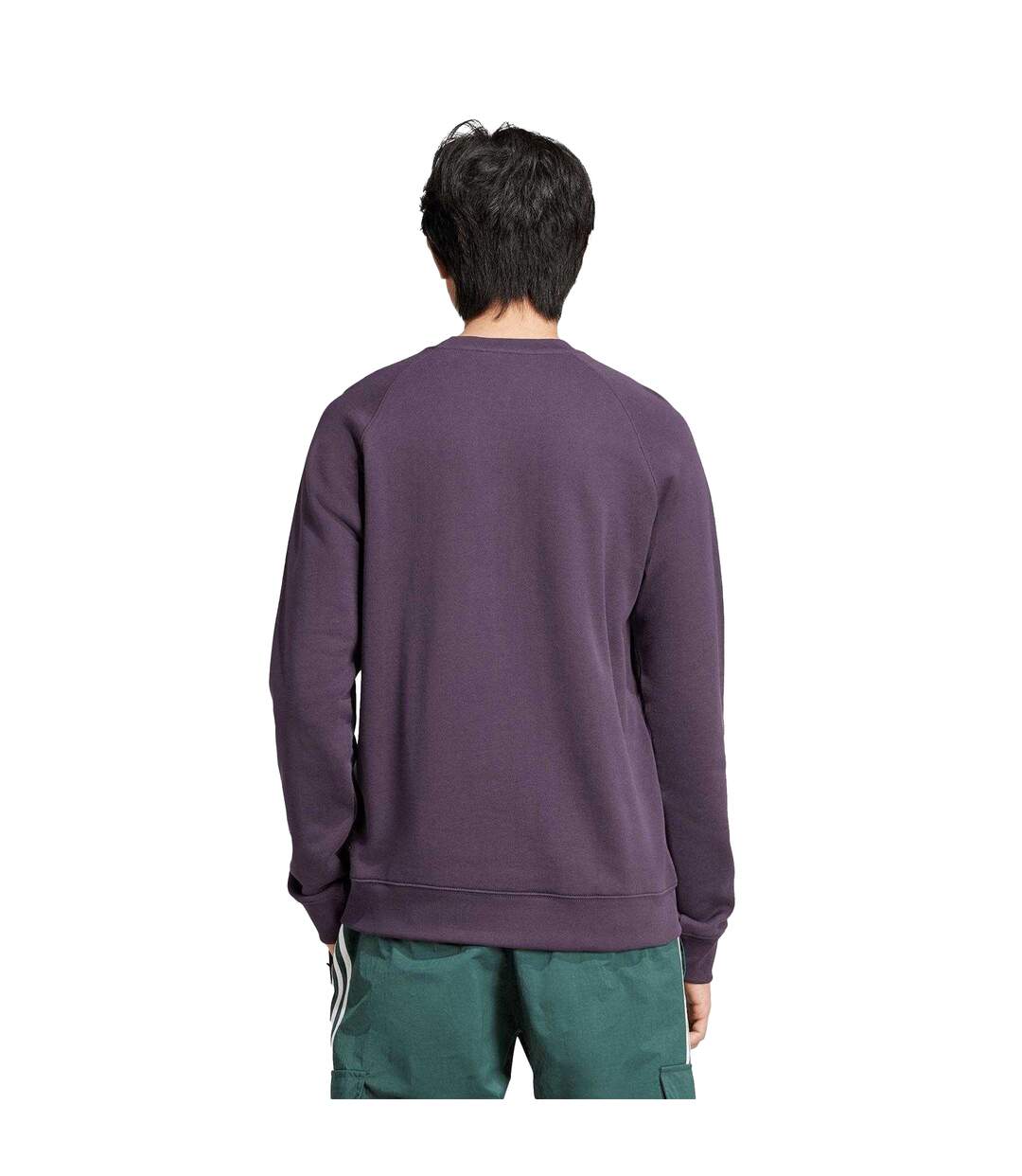 Mens Trefoil Ribbed Crew Neck Sweatshirt Aurora Black Adidas-3