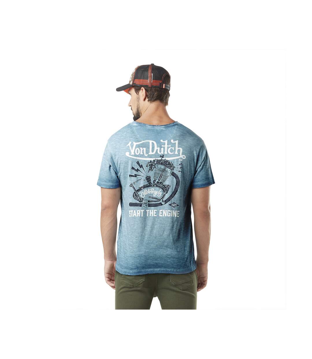 T-shirt homme slub col rond avec print en coton Pist Vondutch-4