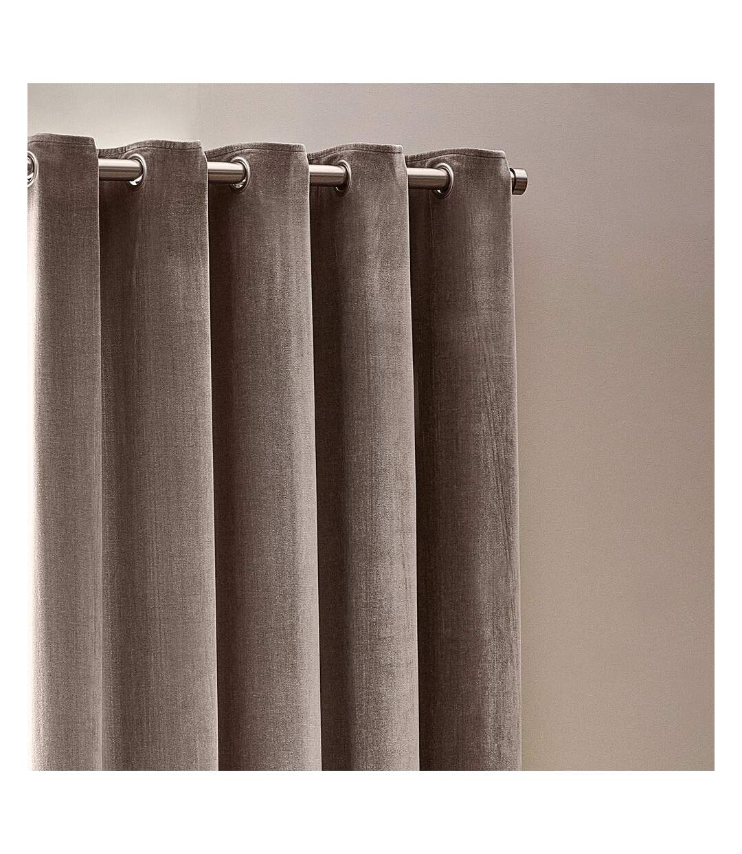 Chenille velvet eyelet curtains 168cm x 229cm greige Yard-2
