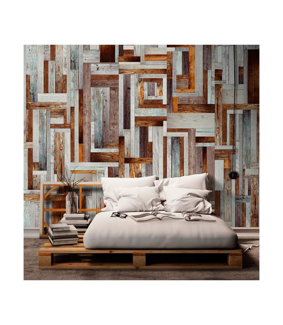 Papier Peint Labyrinth of Wooden Planks 50x1000cm-1