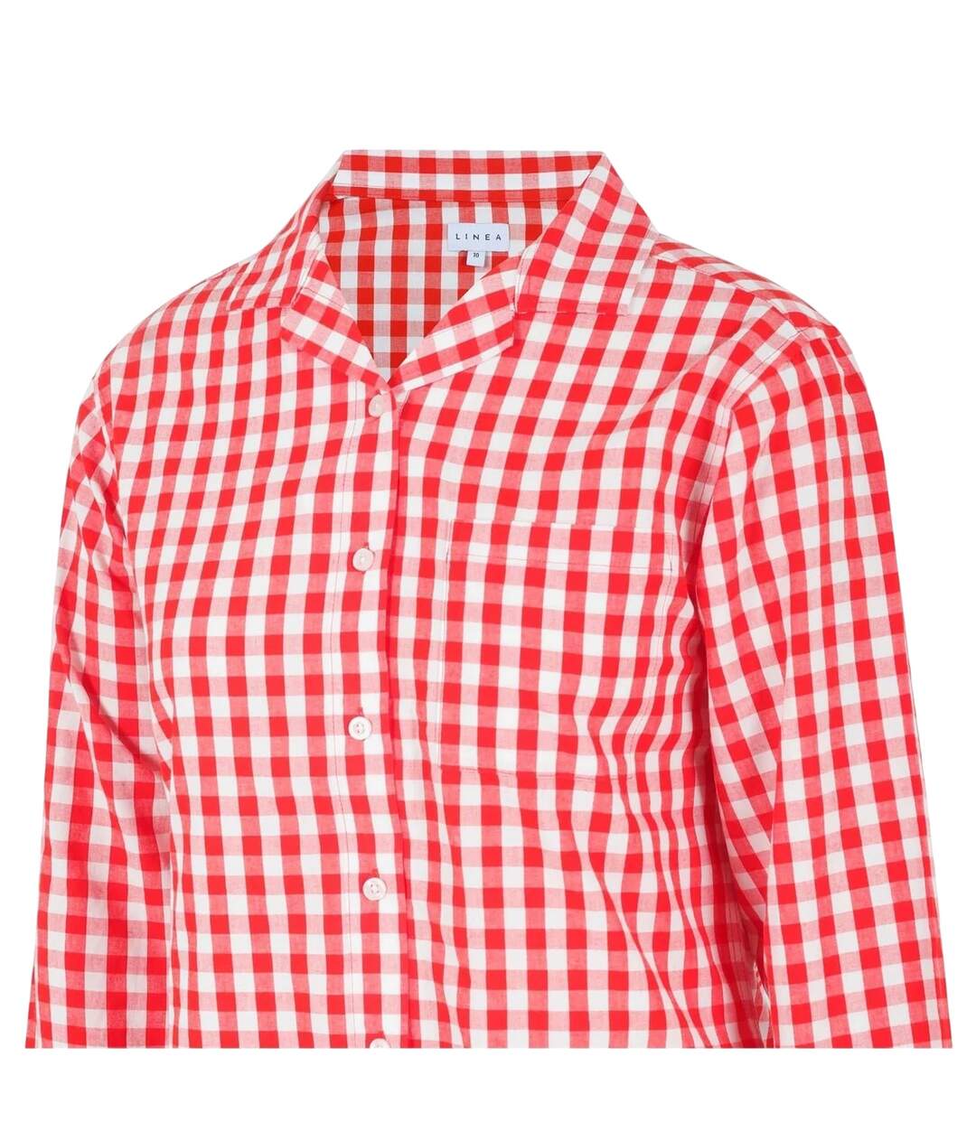 Womens/ladies Gingham Check Relaxed Fit Long-sleeved Shirt Red White Linea-3