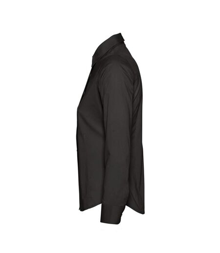 Womens/ladies Eden Long Sleeve Fitted Work Shirt Black SOLS