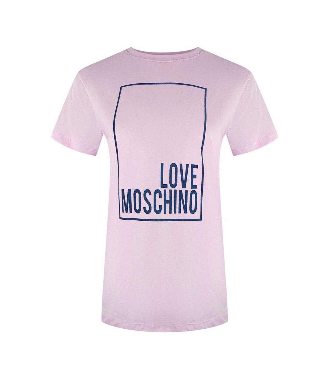 Womens/ladies Box Logo Cotton T-shirt Pink Love Moschino-1