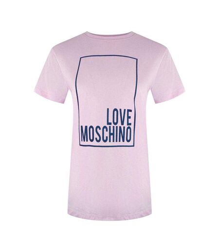 Womens/ladies Box Logo Cotton T-shirt Pink Love Moschino