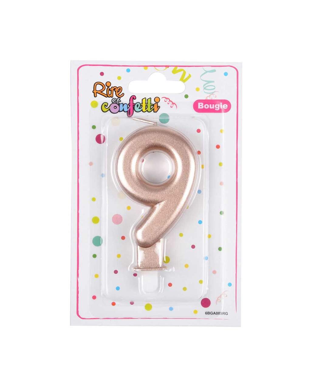 Bougie d'Anniversaire Chiffre 9 7cm Rose Gold-2