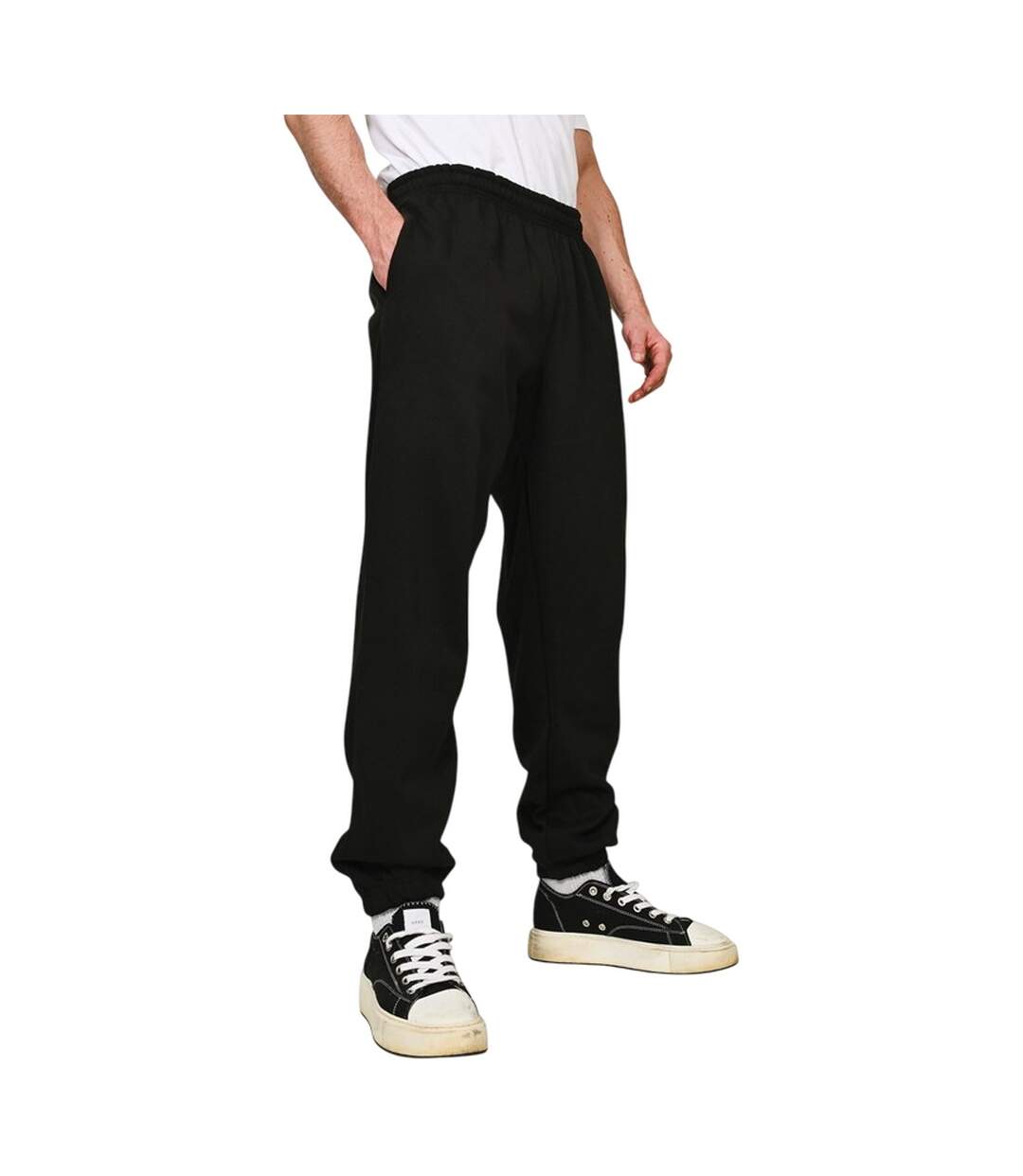 Unisex Adult Premium Combed Cotton Oversized Jogging Bottoms Black Casual Classics-1