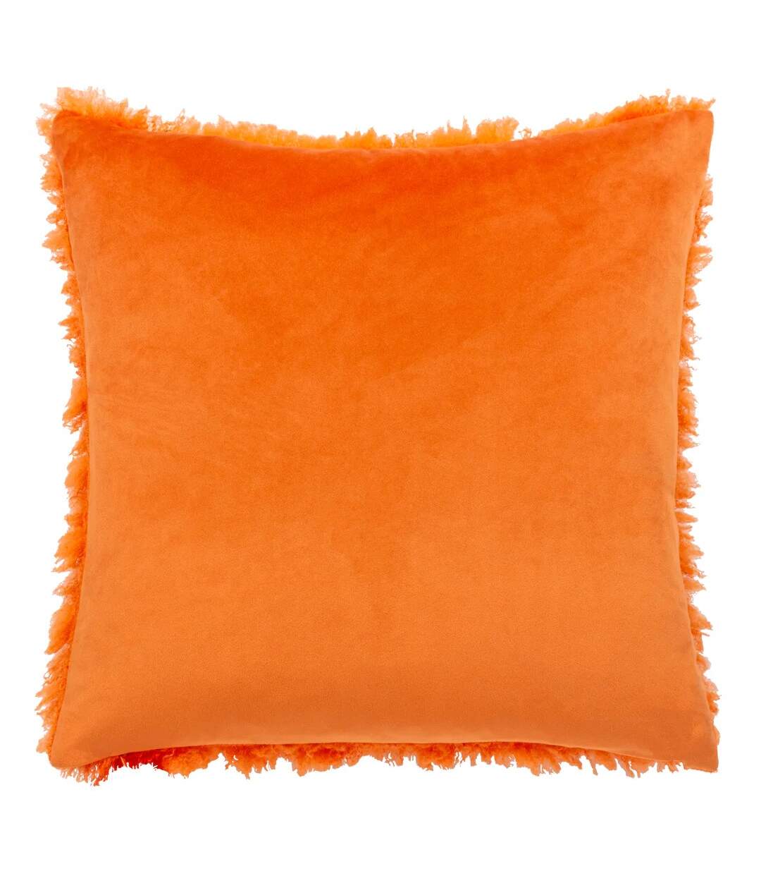 Faux fur fluff ball cushion cover 45cm x 45cm orange fever Heya Home