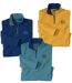 Pack of 3 Men's Microfleece Jumpers - Navy Ochre Blue-1