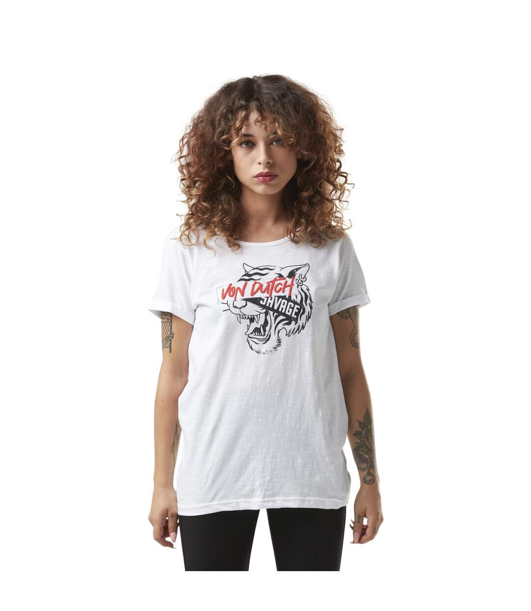 T-shirt femme jersey flamme croisé dans le dos avec print Savage Vondutch-1