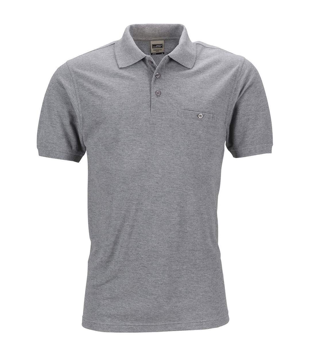 Polo homme poche poitrine - workwear - JN846 - gris chiné-1