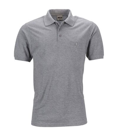 Polo homme poche poitrine - workwear - JN846 - gris chiné