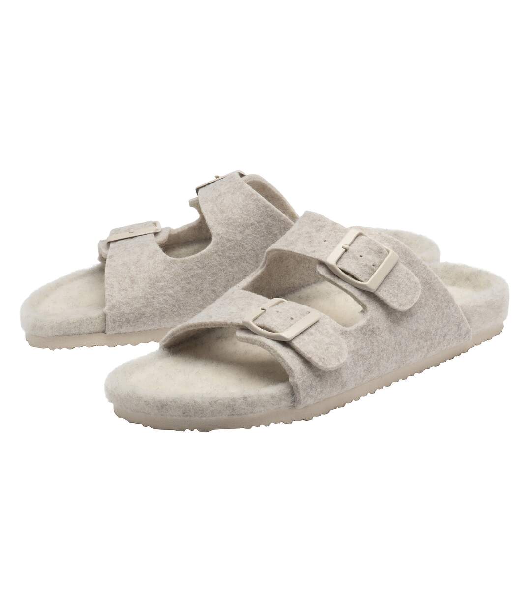 Ladies Faux Fur Double Buckle Slide Slippers Open Toe UK 3-8-1
