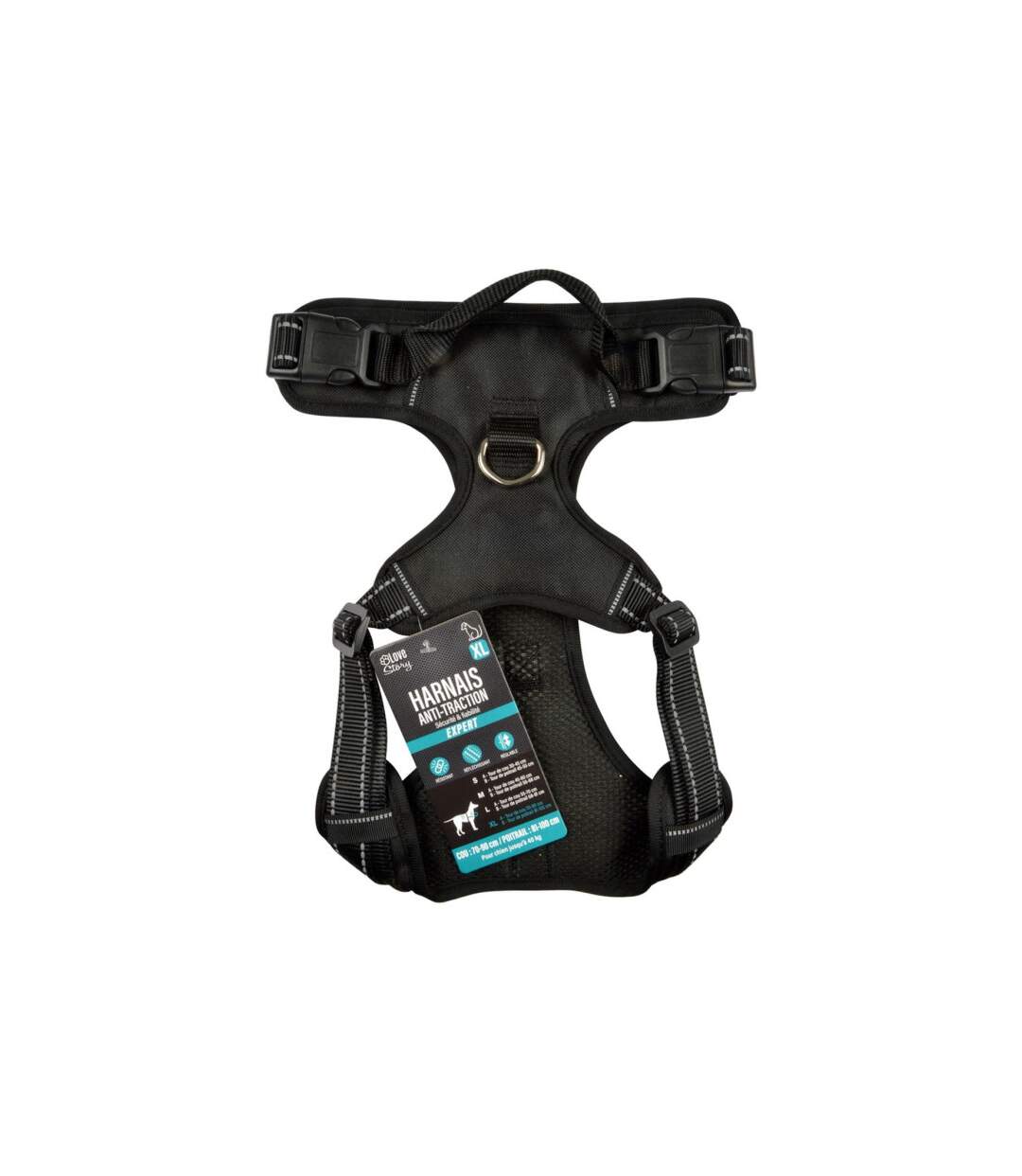 Harnais Anti-Traction pour Chien Sécurité 100cm Noir-4