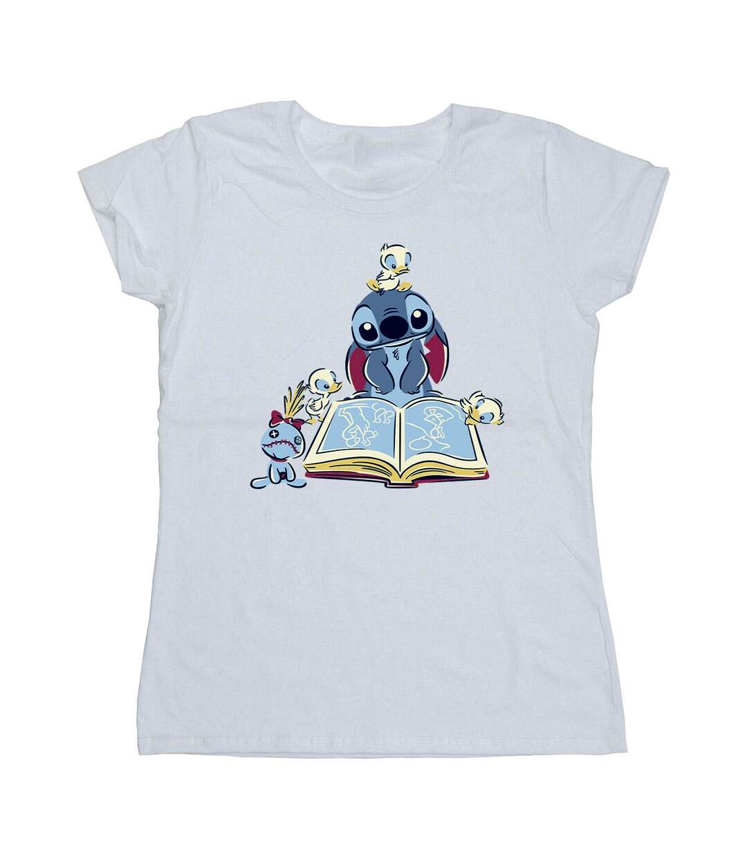 Disney T-shirt en coton Femmes/Ladies Lilo & Stitch Reading A Book (Blanc) - UTBI25701-1