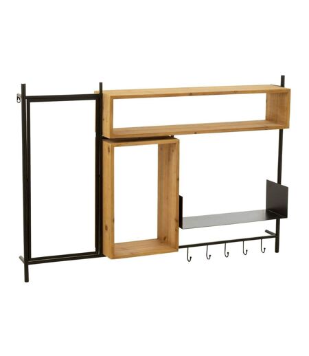 Patère Murale & Miroir Tina 130cm Noir & Naturel