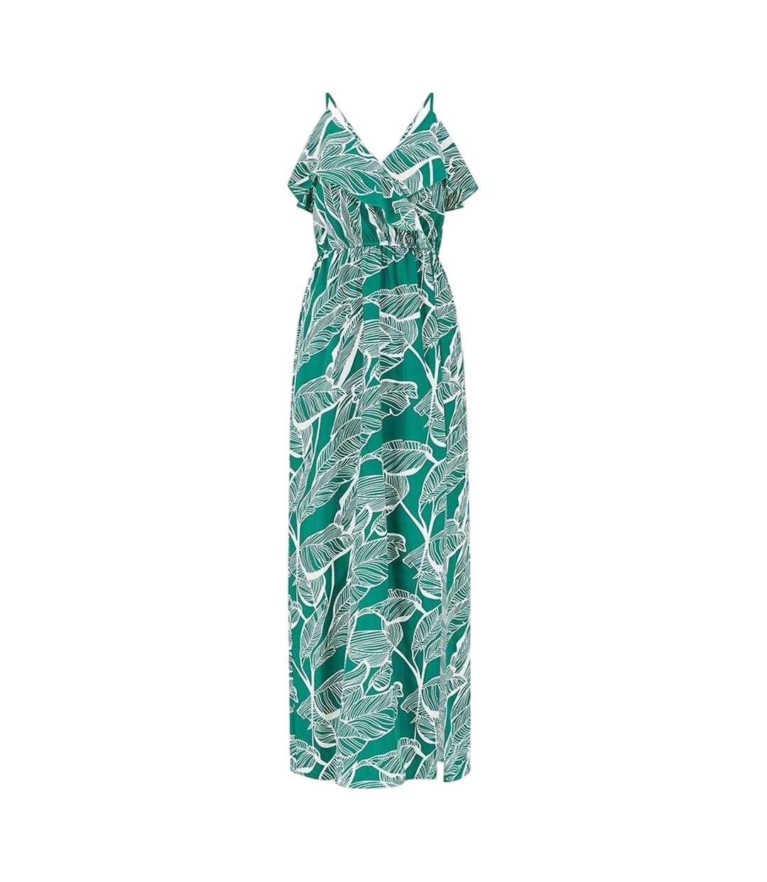 Robe Longue Motif/style Tropical Femme Vert Mela London-2