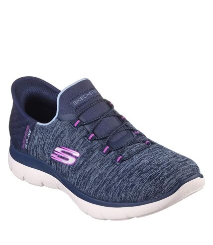 Womens/ladies summits dazzling haze wide trainers navy/purple Skechers