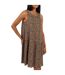 Womens/ladies Tiered V Neck Sleeveless Mini Dress Taupe Black Brave Soul-2