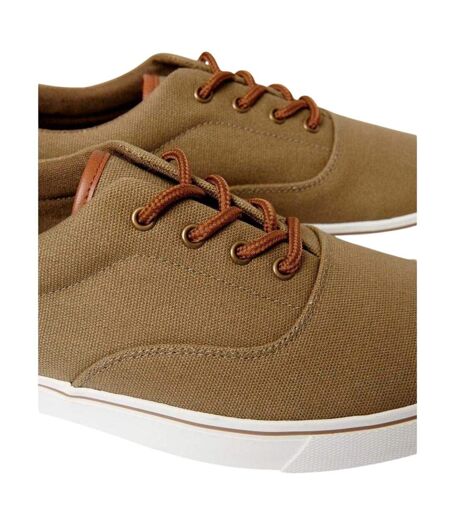 Mens Canvas Casual Trainers Khaki Green Threadbare