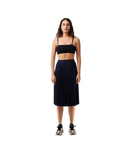 Womens/ladies Pleated Polyester Midi Skirt Navy Blue Lacoste