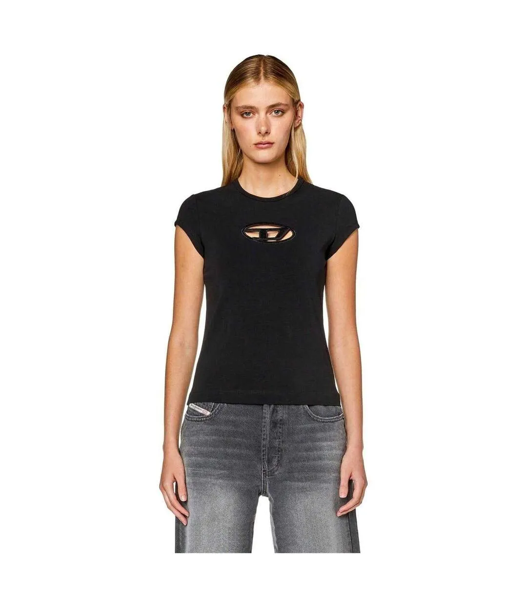 T-shirt Angie Oval Femme Noir Diesel-4