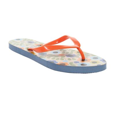 Womens/ladies orla kiely floral flip flops blue/orange Regatta