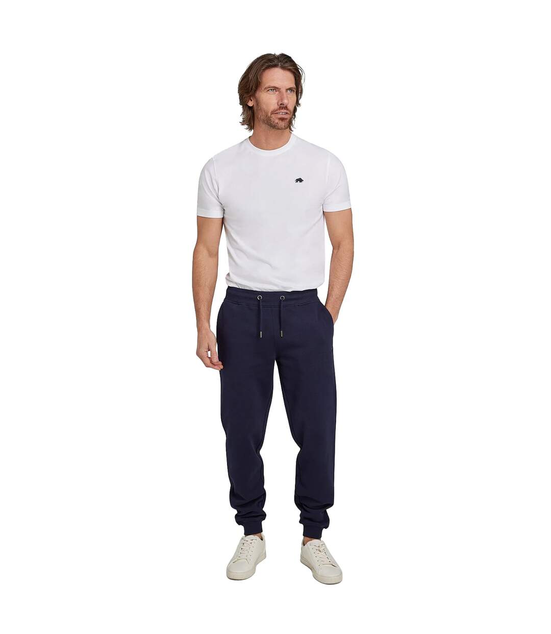 Mens Cuffed Jogging Bottoms Navy Raging Bull-1