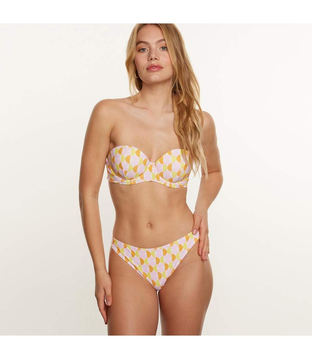 Haut de maillot de bain bandeau rose Seventies