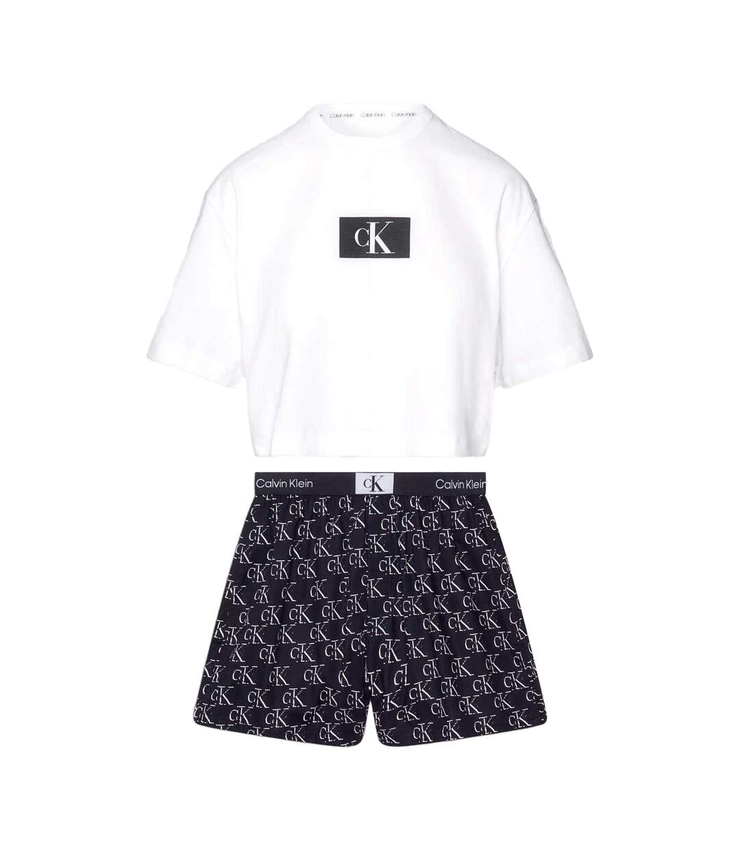 Ensemble De Pyjama Court Femme Bleu Foncé Blanc Calvin Klein-1