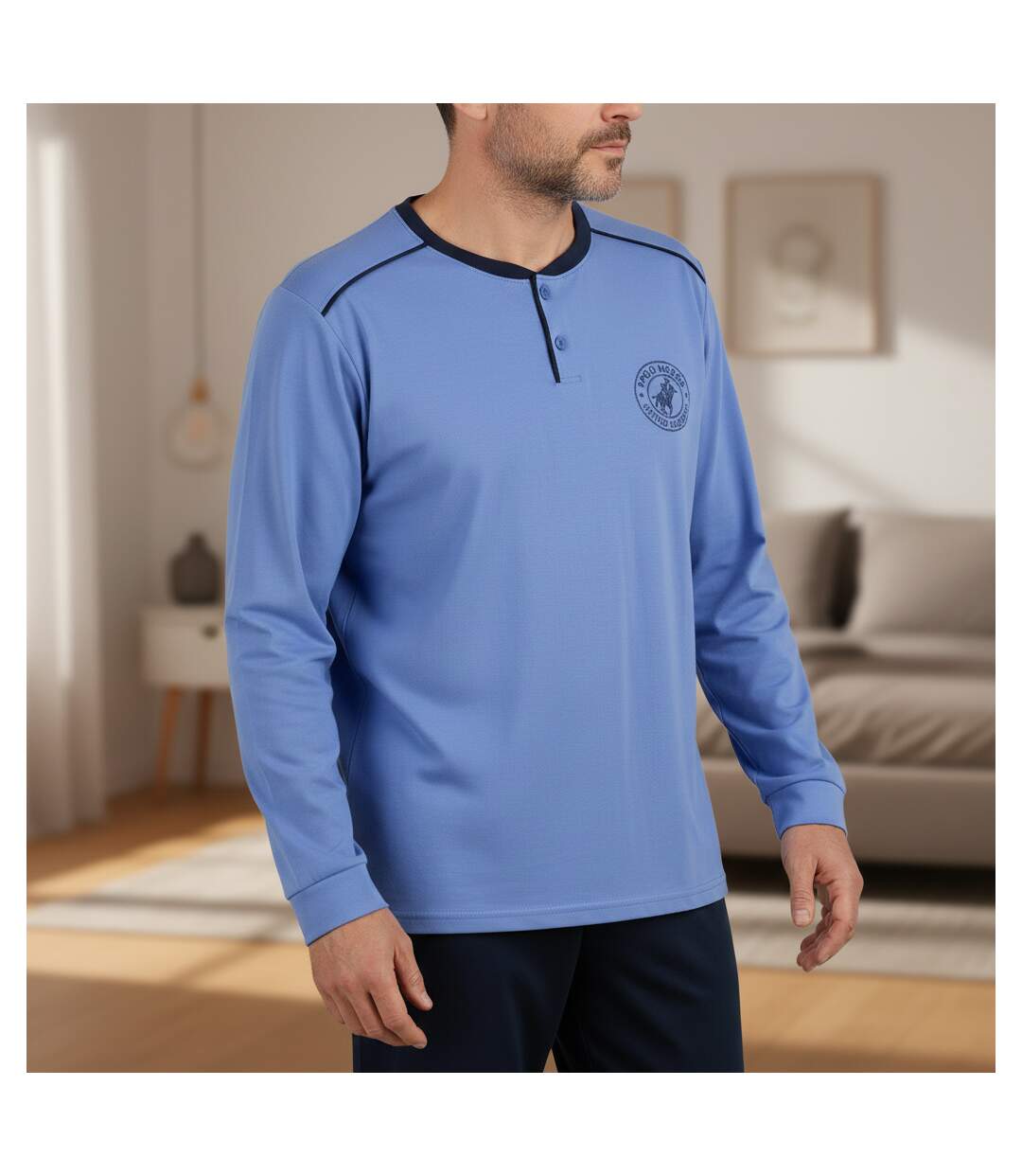 OZABI Pyjama Homme Doublé Polaire Écusson Brodé-2