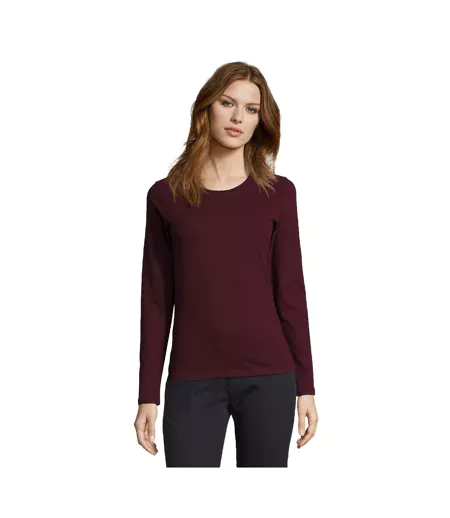 Womens/ladies Imperial Long-sleeved T-shirt Oxblood SOLS