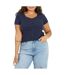 Womens/ladies Ribbed Plus T-shirt Navy Brave Soul-1