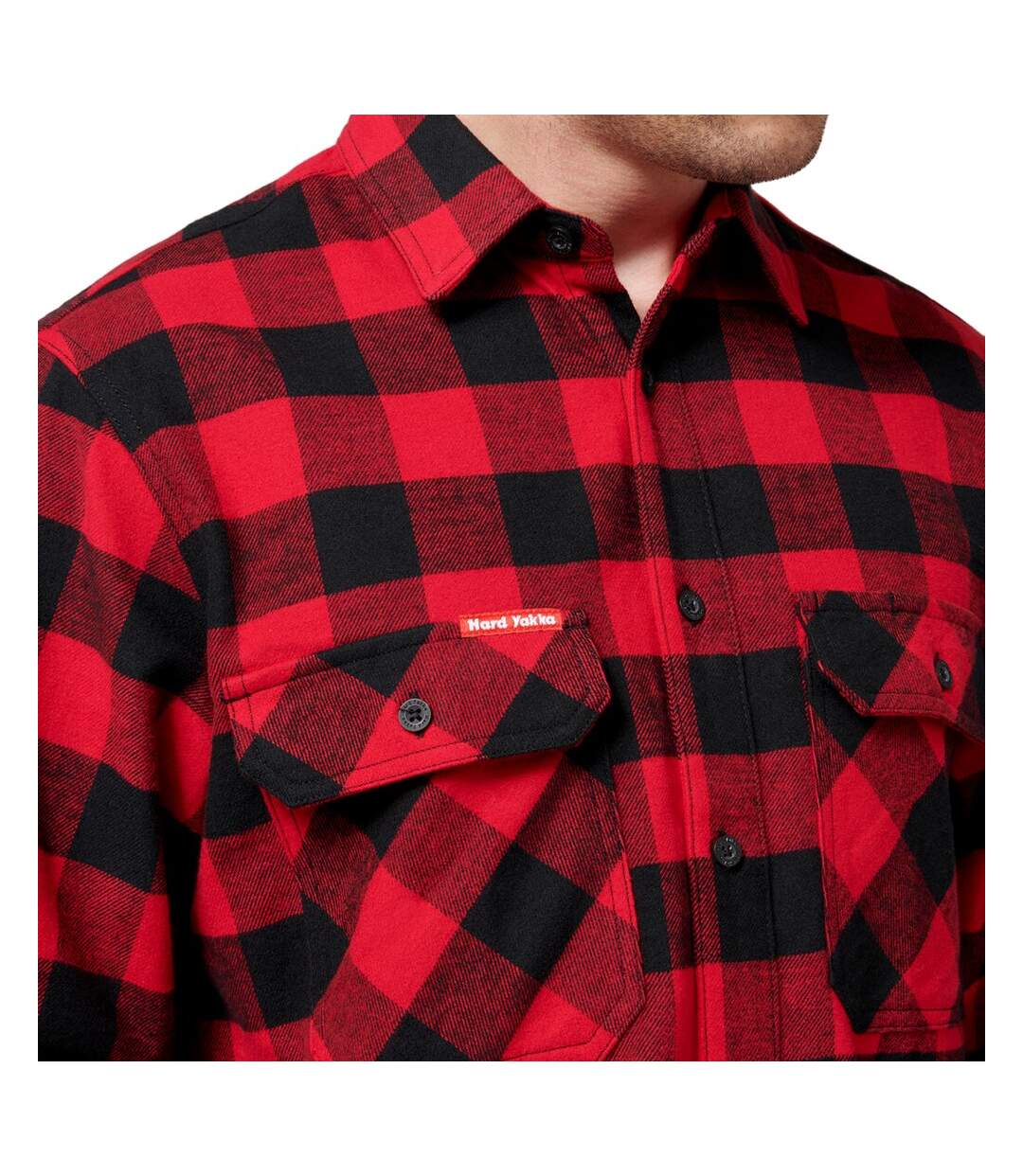 Mens checked flannel long-sleeved shirt red Hard Yakka