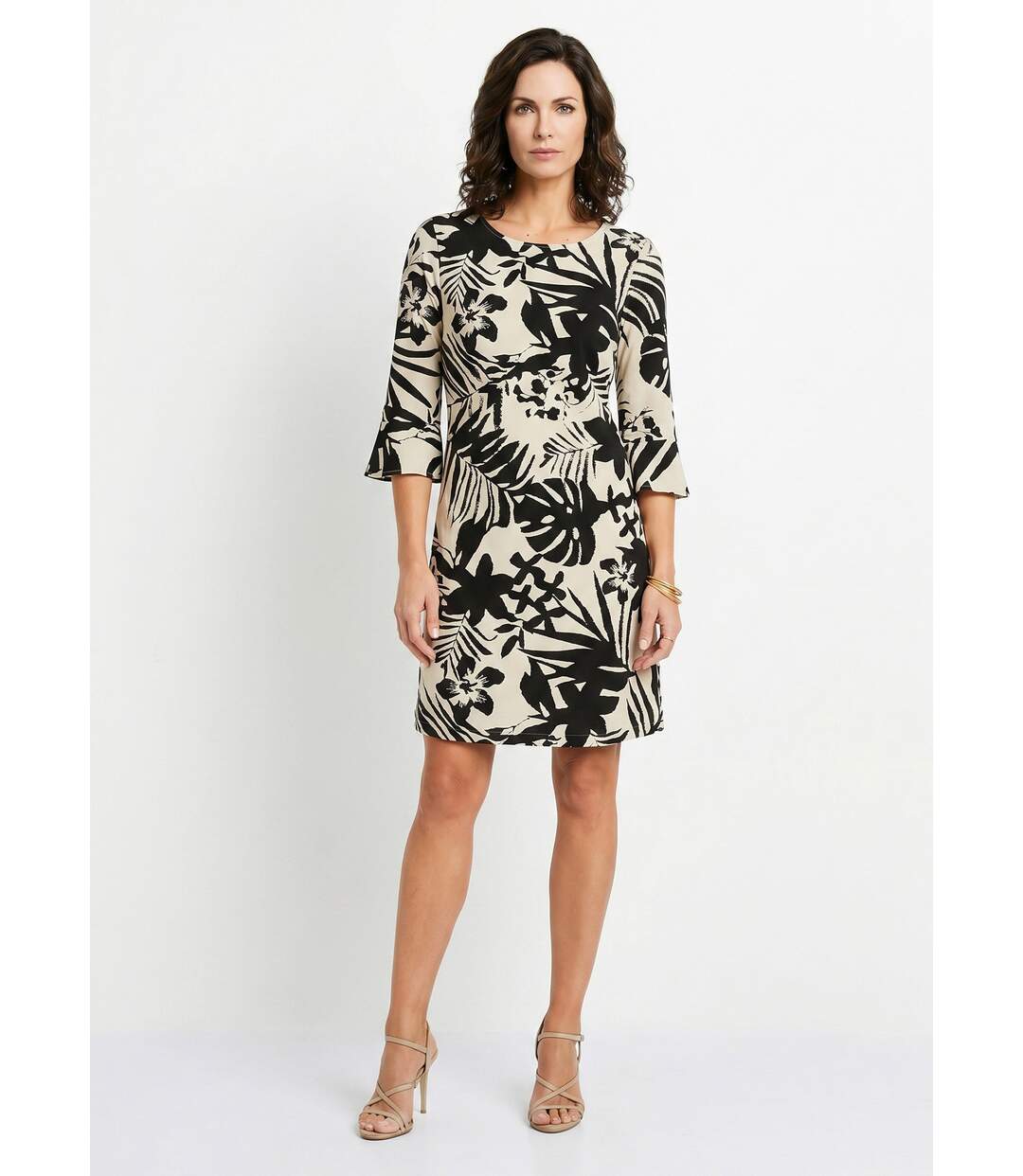 Robe droite courte fleurie fluide-1