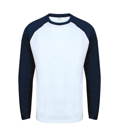 T-shirt homme blanc / bleu marine oxford Skinni Fit