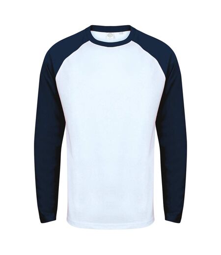 T-shirt homme blanc / bleu marine oxford Skinni Fit