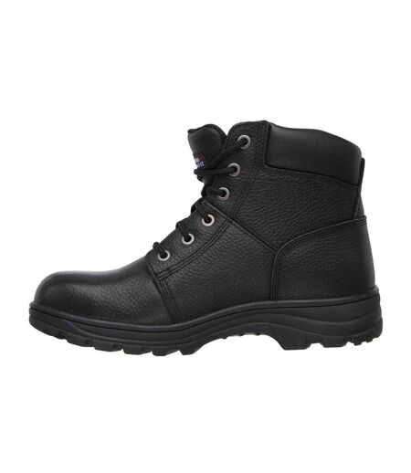 Mens Workshire Leather Steel Toe Cap Safety Boots Black Skechers